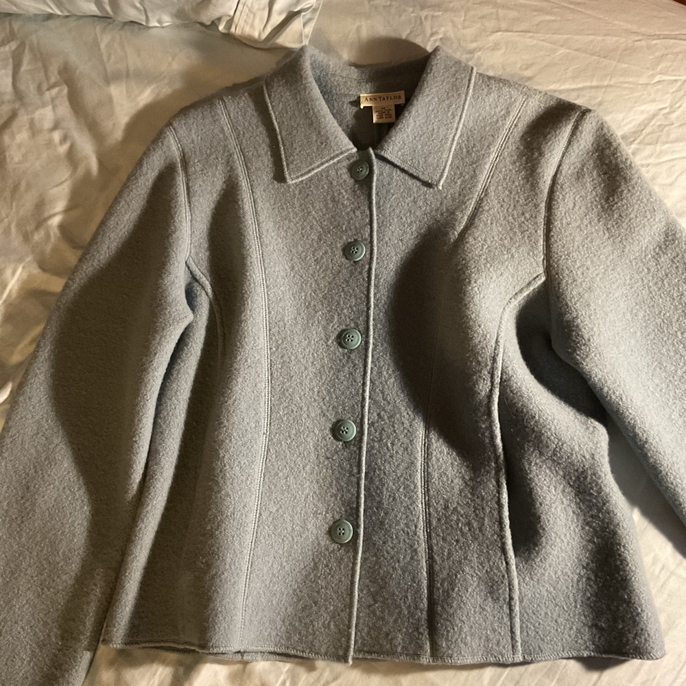 Mint green/blue Ann Taylor Wool Button Down Jacket